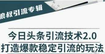 今日头条引流技术2.0，打造爆款稳定引流的玩法视频教程-水母智库