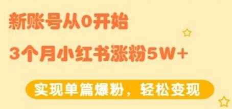 小红书涨粉变现《新账号从0开始3个月小红书涨粉5W+》实现单篇爆粉-水母智库
