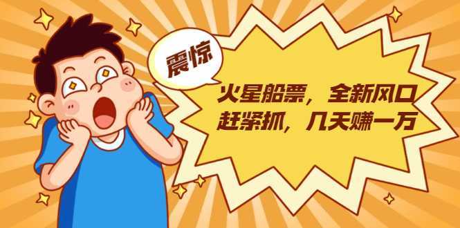 图片[1]-火星船票，全新风口赶紧抓，几天赚一万+摆地摊卖尾货月入一万（5个项目）-水母智库