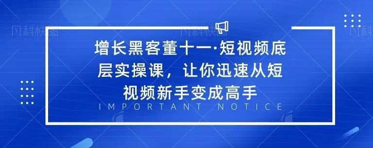 图片[1]-增长黑客董十一·短视频底层实操课，从短视频新手变成高手-水母智库