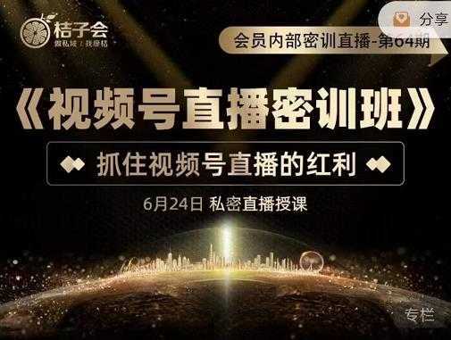 桔子会《视频号直播密训班》，抓住视频号直播的红利 价值12800-水母智库