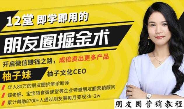 【营销必学】12堂学之即用的朋友圈掘金术：开启你的副业赚钱之路-水母智库