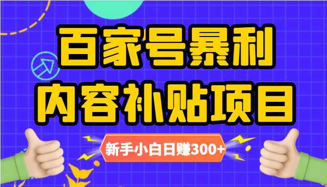 百家号暴利内容补贴项目，图文10元一条，视频30一条，新手小白日赚300+-水母智库