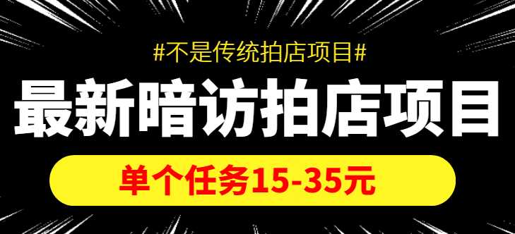 最新暗访拍店信息差项目，单个任务15-35元（不是传统拍店项目）-水母智库
