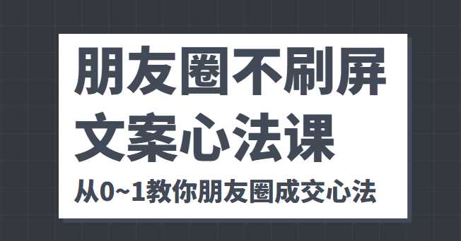朋友圈不刷屏文案心法课 人人都要懂的商业逻辑 从0~1教你朋友圈成交心法-水母智库