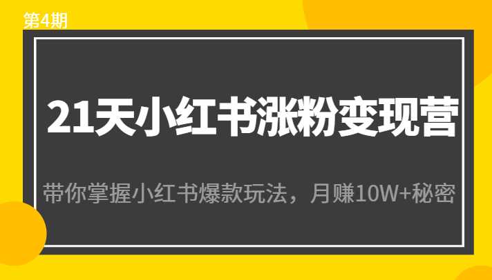 图片[1]-21天小红书涨粉变现营（第4期）：带你掌握小红书爆款玩法，月赚10W+秘密-水母智库