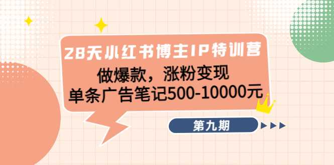 28天小红书博主IP特训营《第9期》做爆款，涨粉变现 单条广告笔记500-10000-水母智库