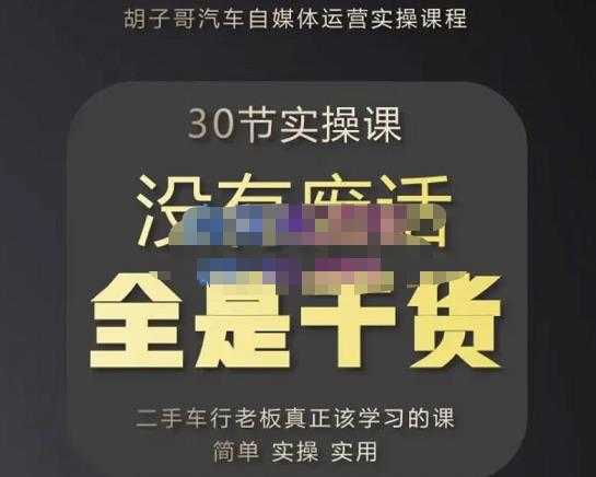 胡子哥·汽车自媒体运营实操课，汽车新媒体二手车短视频运营教程-价值8888元-水母智库