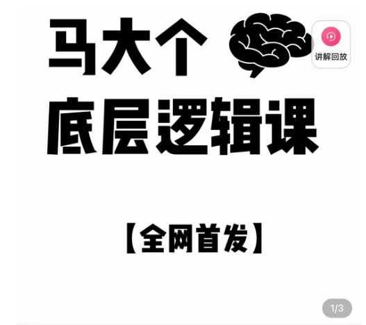 图片[1]-马大个·底层逻辑课，51节底层逻辑智慧课-价值1980元-水母智库