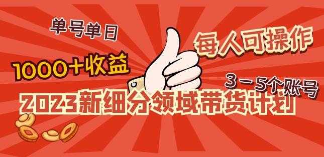 图片[1]-2023新细分领域带货计划：单号单日1000+收益不难，每人可操作3-5个账号-水母智库