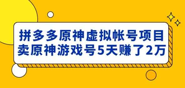 图片[1]-外面卖2980的拼多多原神虚拟帐号项目：卖原神游戏号5天赚了2万-水母智库