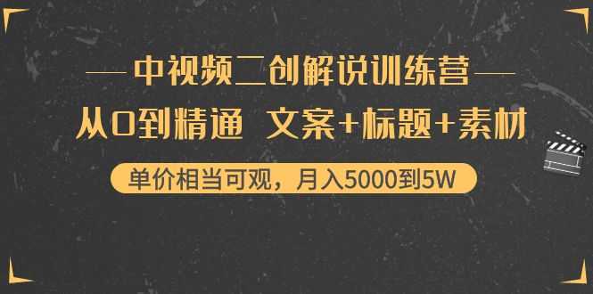 图片[1]-中视频二创解说训练营：从0到精通 文案+标题+素材、月入5000到5W-水母智库