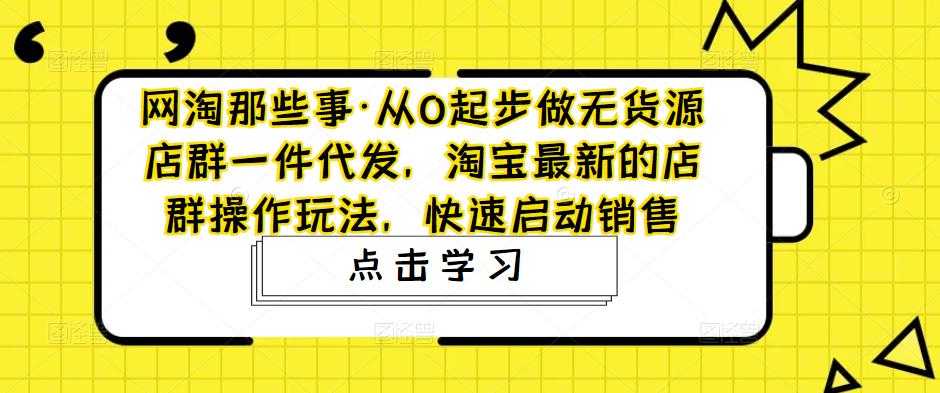 图片[1]-网淘那些事·从0起步做无货源店群一件代发，淘宝最新的店群操作玩法，快速启动销售-水母智库