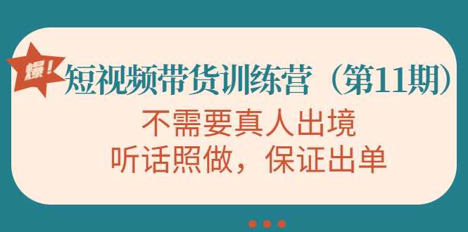 视频带货训练营，不需要真人出境，听话照做，保证出单（第11期）-水母智库