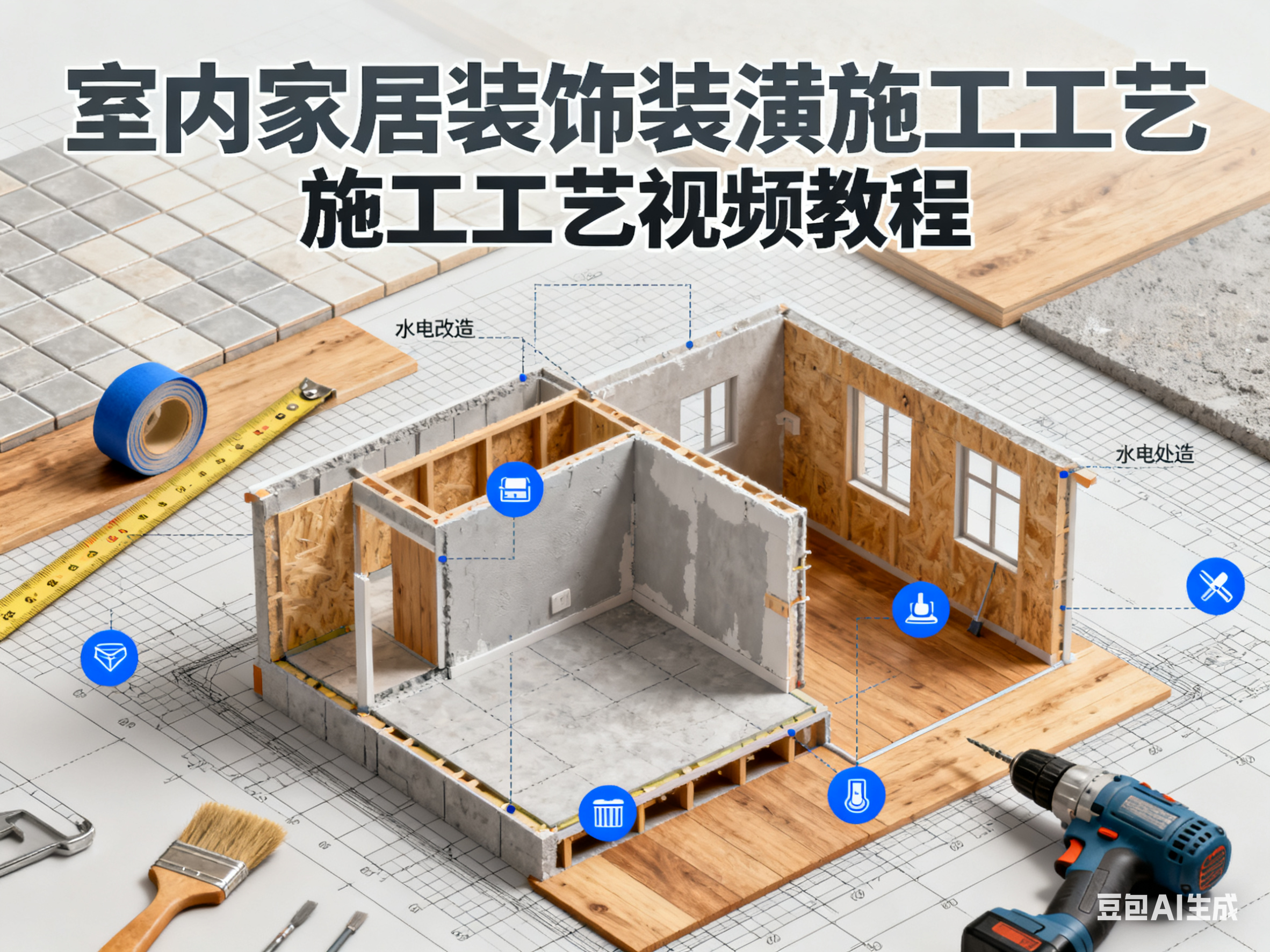 室内家居装饰装潢施工工艺视频教程-水母智库